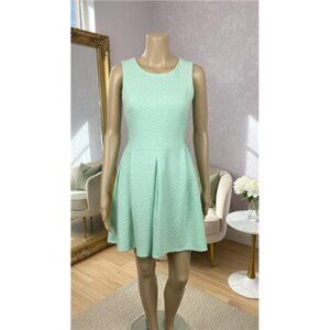 Alya Embroidered Sleeveless Dress Women S Green Pleated Boat Neck Stretch